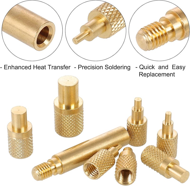 HanTof 8 قطع نصائح إدخال حرارية متوافقة مع T18 ST 900M FX888D FX600 WLC100 مكواة لحام. أدوات إدخال ملولبة M2، M2.5، M3، M4، M5، M6، M8 لتوصيل الأجزاء المطبوعة ثلاثية الأبعاد والأجزاء البلاستيكية. - Image 2